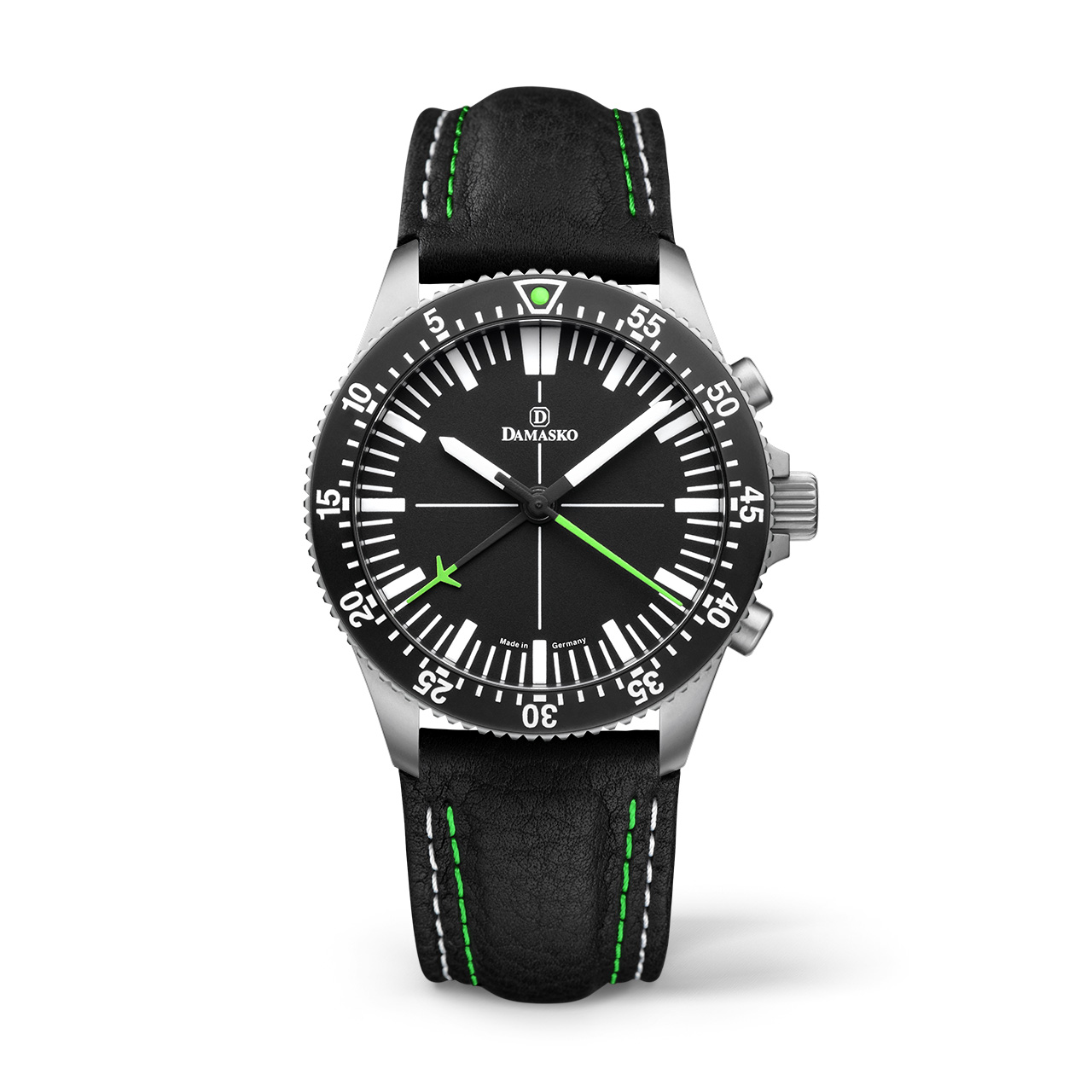 DC80 green | DC8X | Chronographs | Models with manufactory movement |  Current collection | DAMASKO Watch Manufactory | Made in GERMANY