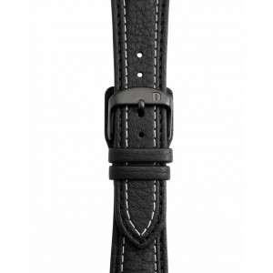 Schwarzes Lederband mit doppelter Naht – Dornschließe (Standard)
